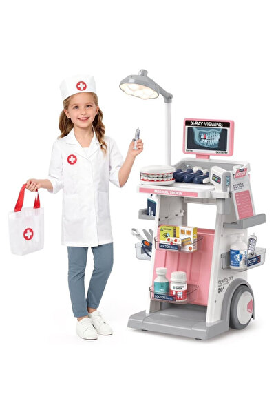 CWT Set cărucior medical Doctor Dentist cu maxilar interactiv, lumini și 26 d...