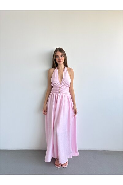 bbeox.com Düğme Halter Çilek Elbise