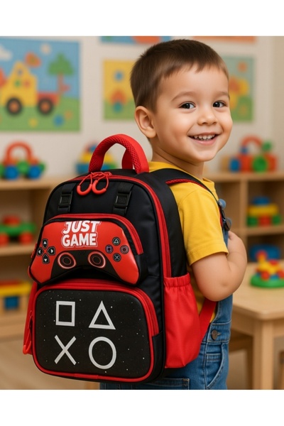 KY A Quality Gamer Red Kindergarten Daycare Daily Use Boys' Backpack Waterpro...