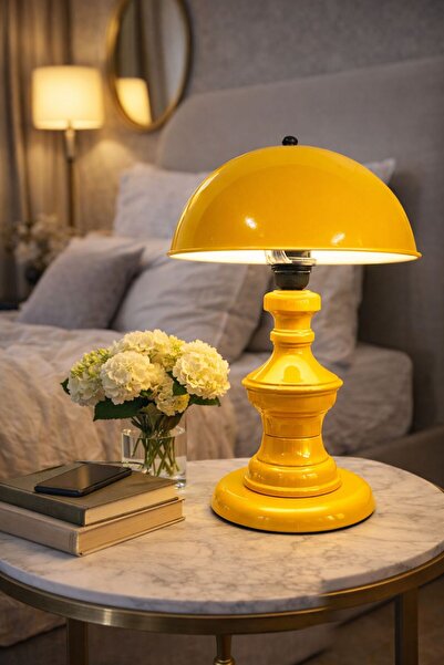 RTA117-101 Sarı Masa Lambası Salon Hol Masa Lambası Aydınlatma Cafe Restoran Butik Otel Gece Lambası Retro Aydınlatma