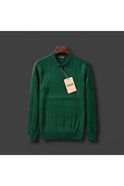PULT Men's Long-Sleeved Zip-Up Basic Polywool Knit Sweater