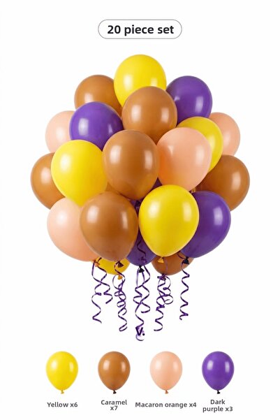 BALOMİS Safari Themed Balloon Set Yellow Macaron Orange 20 Pieces Girls Birth...