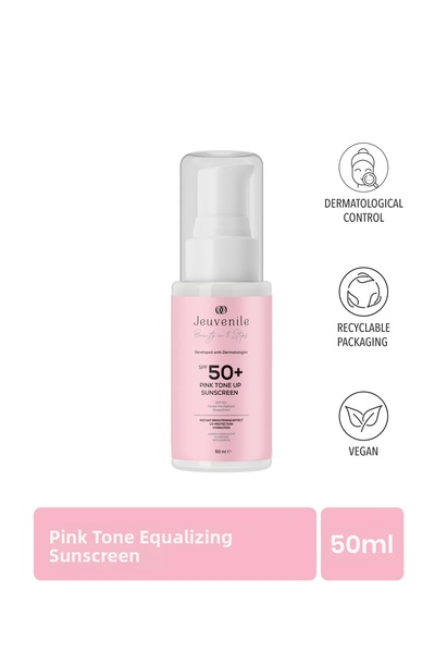 Jeuvenile Spf 50+ Pink Sunscreen – Color Tone Equalizer, Centella + Licorice Root + Calamine