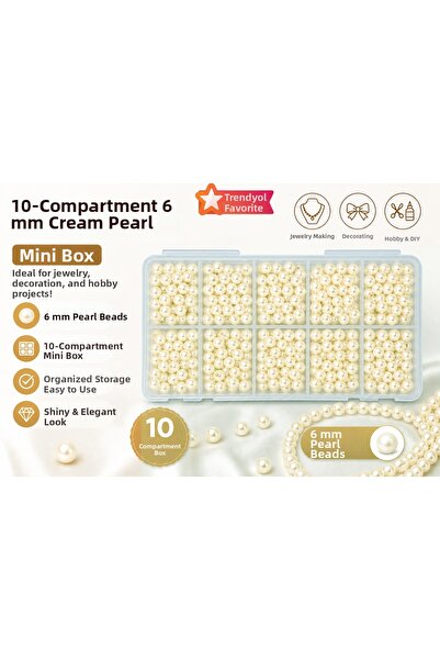 By MO Accessories Mărgele de perle de 6 mm într-o mini cutie cu 10 compartime...