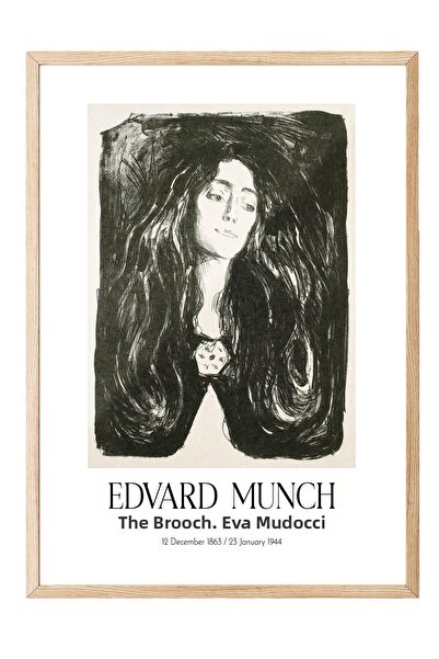 Postifull Edvard Munch - the Brooch. Eva Mudocci, Painting with Wooden Frame,...