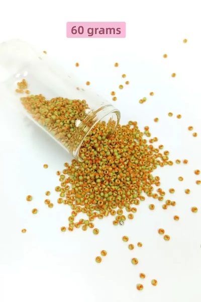 Mestore Bulk glass sand beads (11/0) 2 mm - 60 grams - yellow orange - bnc066