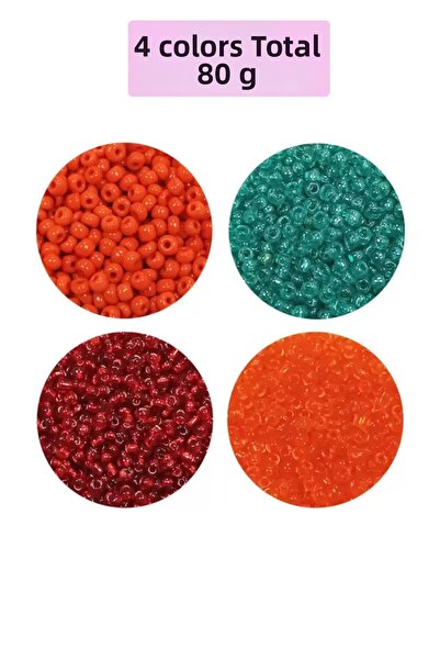 Mestore Bulk glass sand beads (11/0) 2 mm - 4 colors - total 80 grams - bnc402