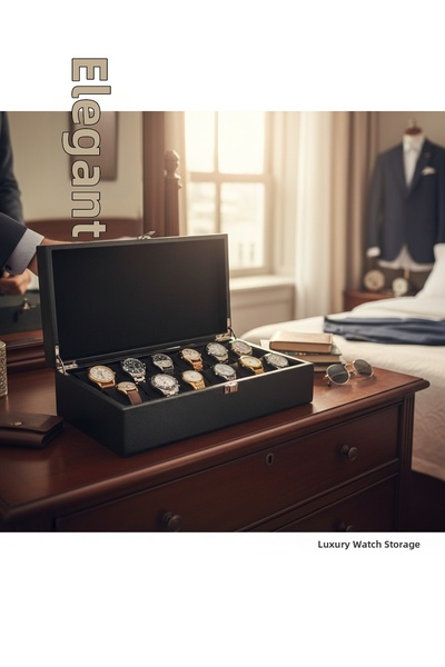 ROBERT TAYLOR Watch Box 12-Piece Diplomat Model -Black