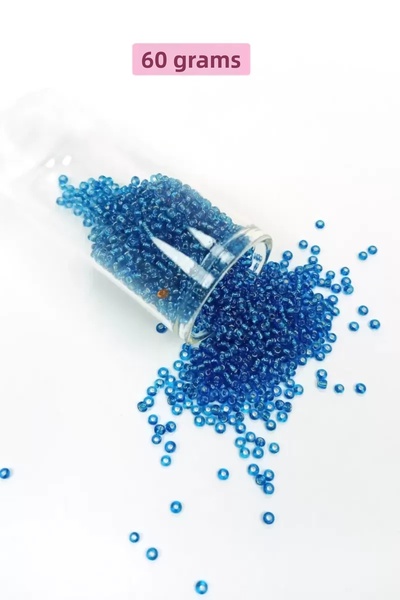 Mestore Bulk glass sand beads (11/0) 2 mm - 60 grams - transparent blue - bnc042