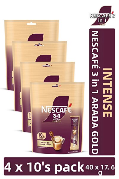 Nescafe نسكافيه 3 في 1 جولد إنتيند، عبوة متعددة تحتوي على 10 عبوات (4 قطع)