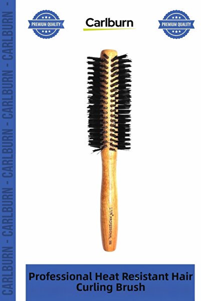 Carlburn # Perie de păr cu mâner ergonomic din lemn, rezistentă la foc, tip s...