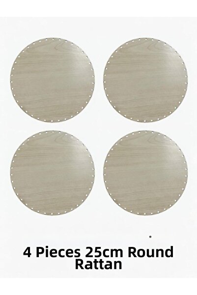 aladepo (4 Pcs) 25 cm Circle Cream Color Rattan Weaving Base Single-Sided Mdf