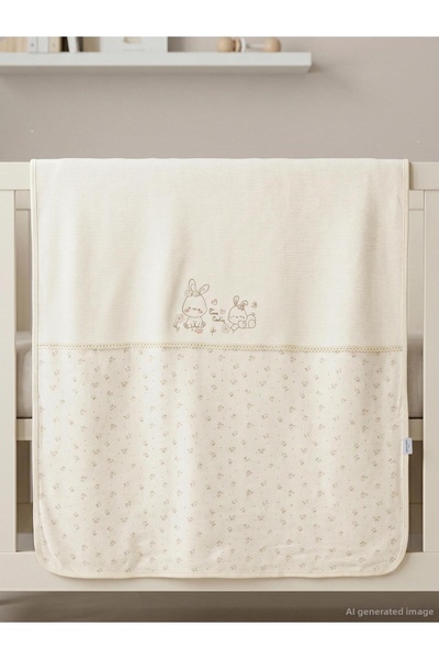 Pierre Cardin Floral Printed Blanket - Ecru