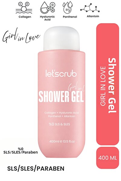 LET'SCRUB Girl in Love Shower Gel 400 ml Collagen + Hyaluronic Acid + Panthen...