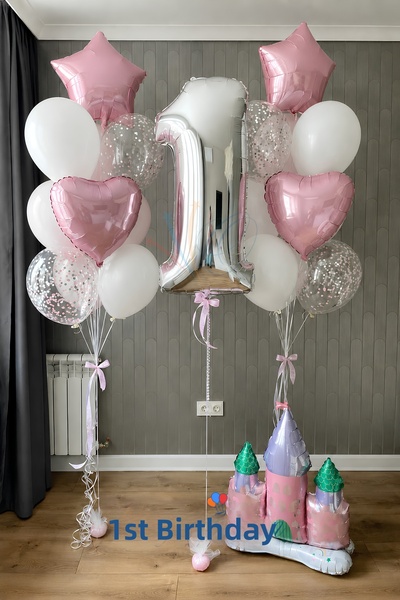 Organizasyon Pazarı Silver Number 5 Age Balloon Set White Balloon Pink Heart ...