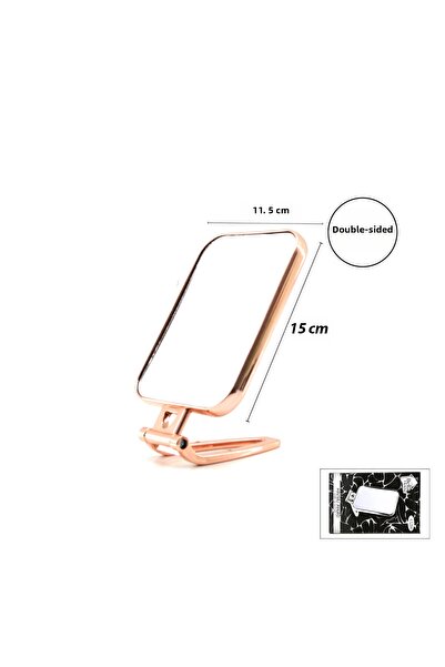 Go İthalat Rectangular - Copper 15X11.5Cm Makeup Mirror with Double-Sided Fol...