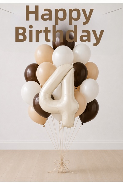 Balonsan -4- Age Retro Happy Birthday Banner Themed Balloon Bundle 20 Pieces
