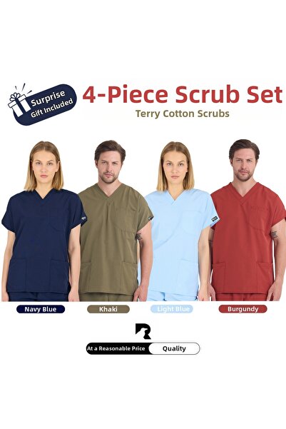 KARGA ÜNİFORMA SET DE 4 PIESE - Uniforme unisex cu mâneci liliac pentru asist...