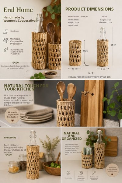 SS ERAL KOOP Decorative Multi-Purpose Handmade Basket Organizer Kitchen Set of 2