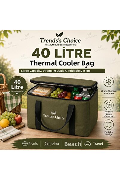 trends's choice حقيبة تبريد حرارية سعة 40 لترًا قابلة للطي، حقيبة سفر واقية م...