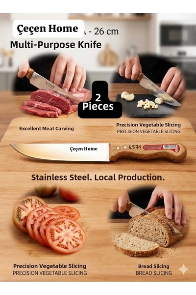 ÇEÇEN HOME (2Pcs) 26 No Stainless Steel Knife Meat Cutting Knife Quality Mult...