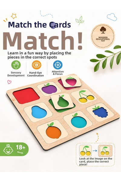 GenelTedarik Montessori Wooden Matching Game – Sensory Development - Visual C...