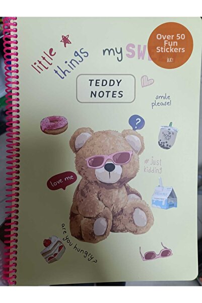 KESKİN COLOR A4 80 Sheets Lined Cardboard Cover Spiral Notebook Teddy Bear