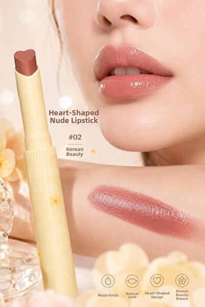 Kozmetik Heart Tip Lipstick for a Glossy and Plump Lips Natural Nude Look # N...