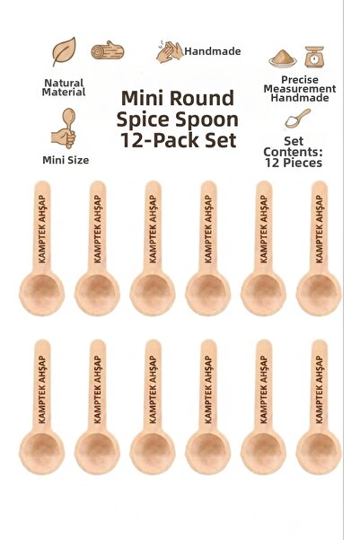 kamptek kamp teknolojisi Kamptek Wooden Mini Round Spice Spoon Set - Natural ...