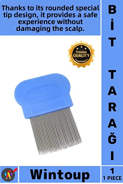 Wintoup # Lice Comb Stainless Metal Teeth Rounded Tip Non-Slip Handle Sensiti...