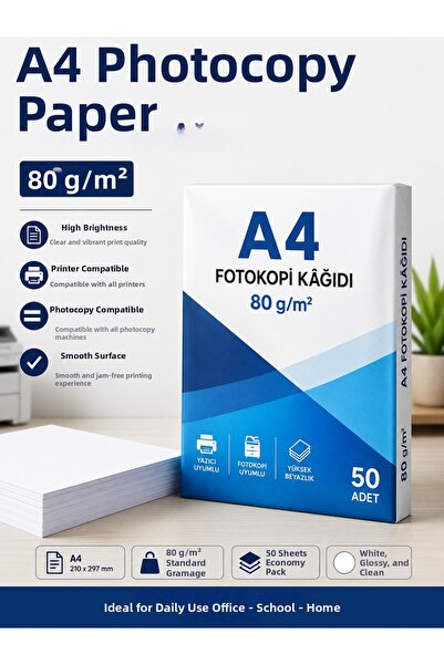 biGelse ورق تصوير A4 80 جم/م² - 50 قطعة - ورق أبيض متوافق مع الطابعات وآلات ا...