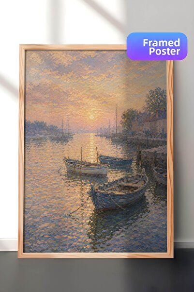 Zestia Pictură murală inspirată de Monet, Portul Pescarilor, Peisaj Impresion...