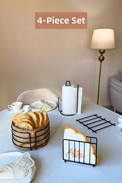 Edora Home Set of 4 Black Cage Napkin Holders, Upright Paper Towel Holder wit...