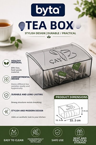 BYTA Tea Bag Storage Box with Lid Transparent Tea Bag Organizer Kitchen Organ...