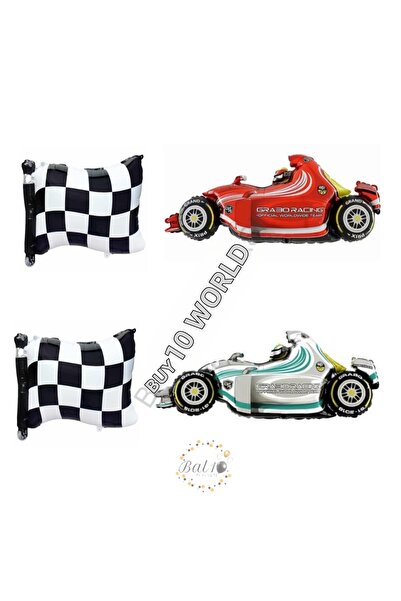 BAL10 DÜNYASI Bal10 Checkered Racing Vehicles Themed Birthday Set
