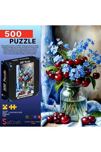 Empressco 500 Piece Puzzle Cherry and Blue Flowers Still Life Delightful Leisure