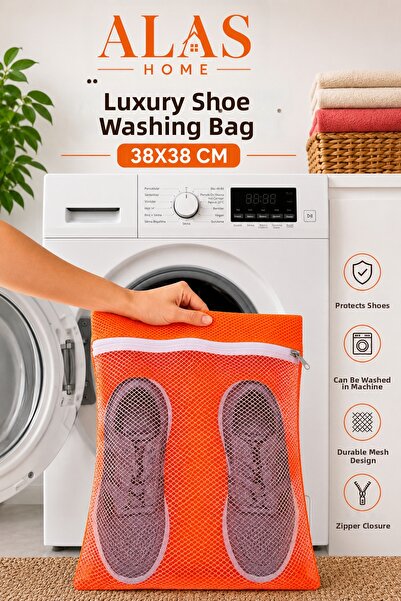 ALAS 1 Piece Orange Zippered Shoe Washing Net