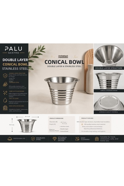PALU GASTRO Double Walled Conical Bowl – 24.5 cm Professional Presentations