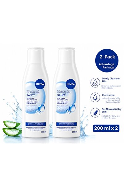 NIVEA Aloe Vera + Hyaluronic Acid Sensitive Cleansing Milk 200 ml - for Norma...