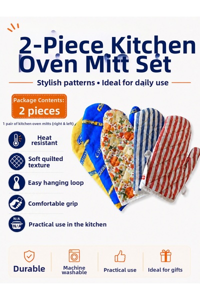 Magiclady 2-Piece Heat Resistant Patterned Kitchen Gloves