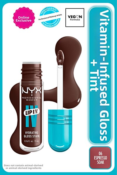 NYX Professional Makeup Lip IV Hydrating Gloss Stain, Lip Gloss, Up to 12HR H...