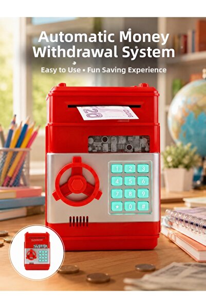 ALFA AKSESUAR 03 Red Password Atm Safe Money-Sucking Piggy Bank