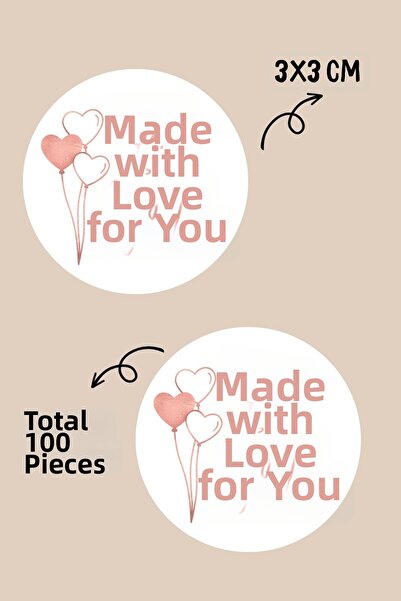 Sim Tasarım Prepared with Love for You / Thank You Themed Packaging Sticker L...