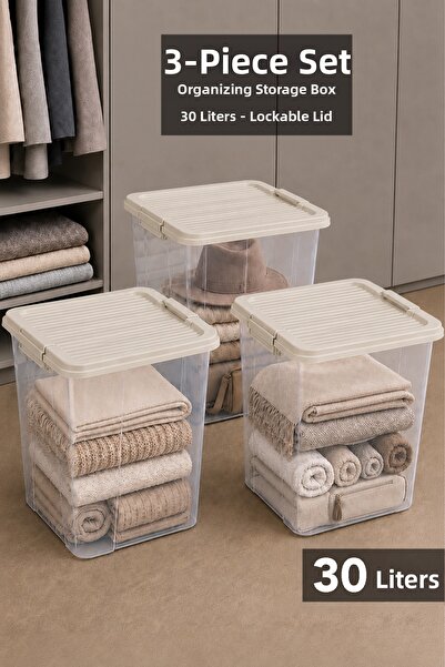 Meleni Home Organizator pentru dulap înalt cu 3 compartimente - Cutie de depo...
