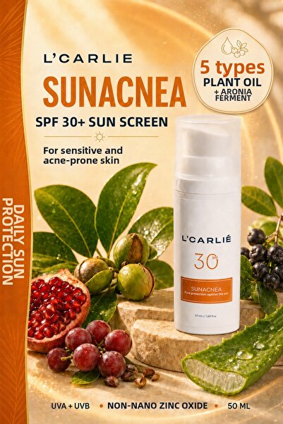 L'CARLIE Sunacnea Spf 30+ Sunscreen with Non-Nano Zinc Oxide for Sensitive an...