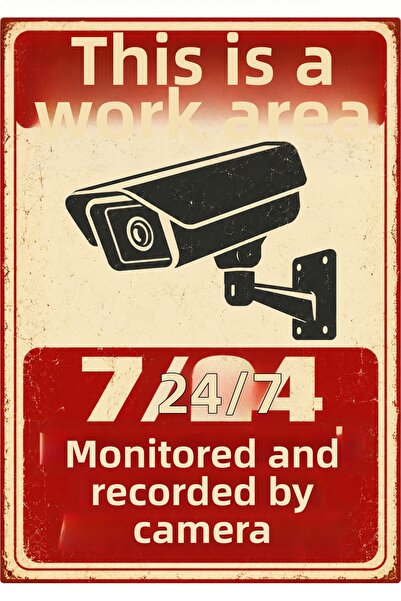 Lucena Retro 7/24 Camera Recording Warning Metal Sign Workplace Safety Sign 1...