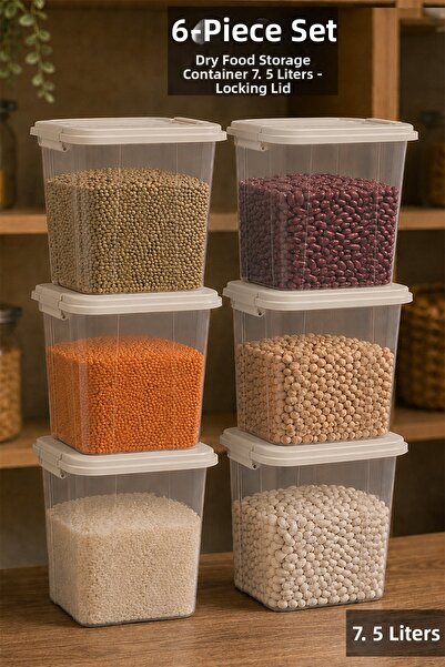 Meleni Home 6-Piece Food Storage Box - Flour and Legume Storage with Locking ...