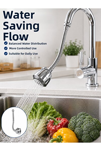 FTA TİCARET Adjustable Faucet Head Sink Extension Device with Flexible Spiral...