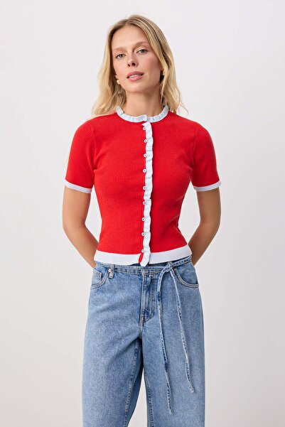 Trendyol Collection Bluză tricotată cu textură moale, cu detalii color block,...