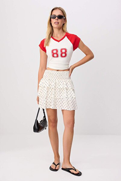 Trendyol Collection White Ruffled Polka Dot Mini Skirt Twoss26Et00224